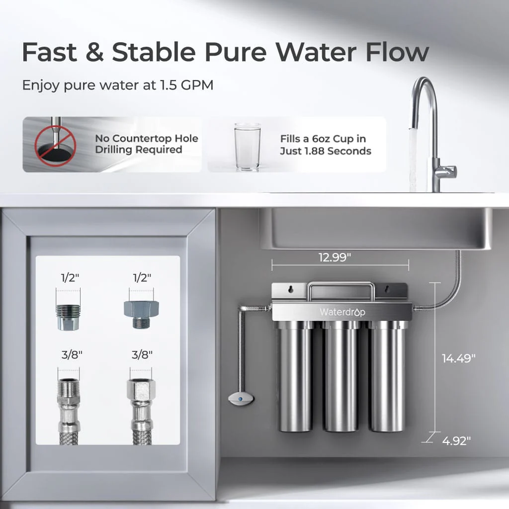 6-stage Under Sink Ultrafiltration Stainless Steel Water Filter System Waterdrop TST-UF - Image 7