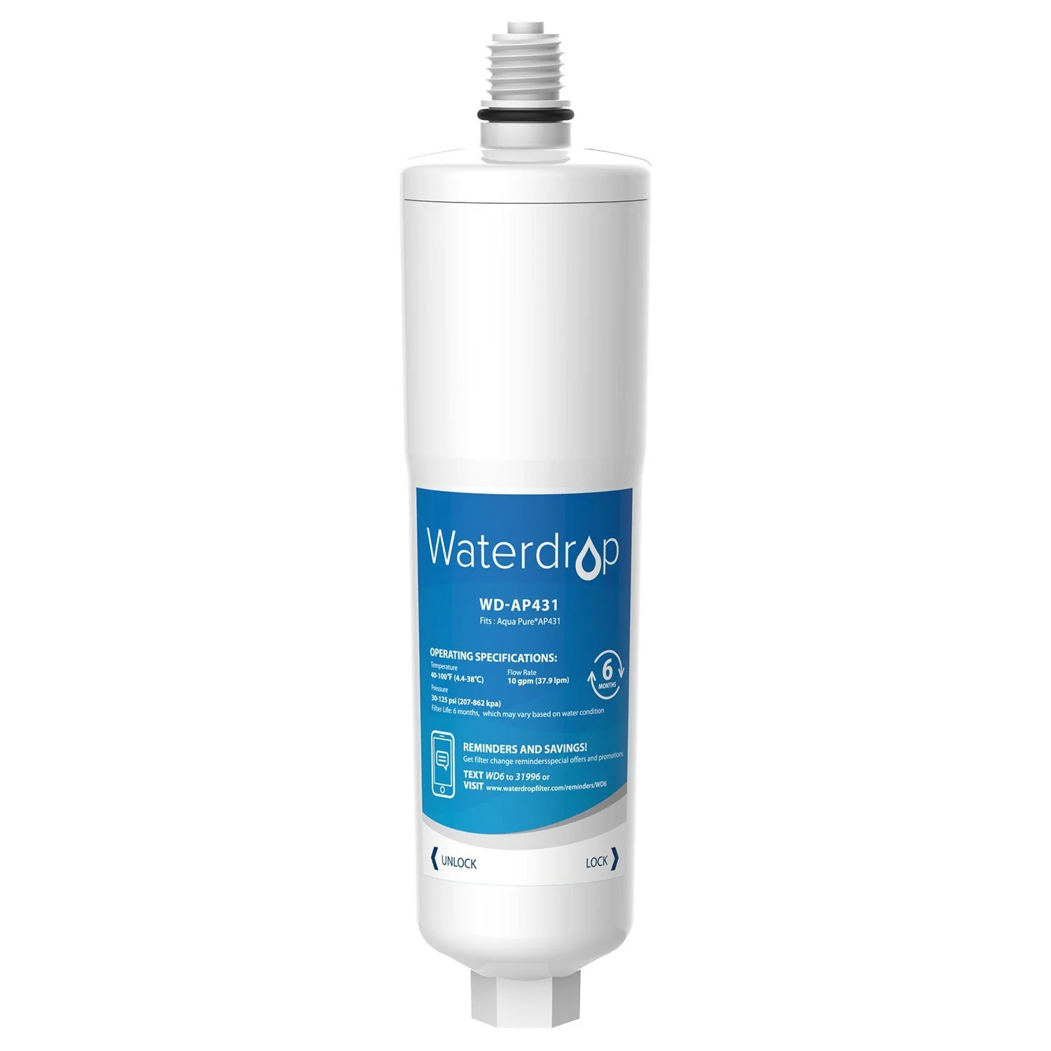 Waterdrop Replacement for Aqua-Pure™ AP431 Hot Water Scale Inhibitor for AP430SS