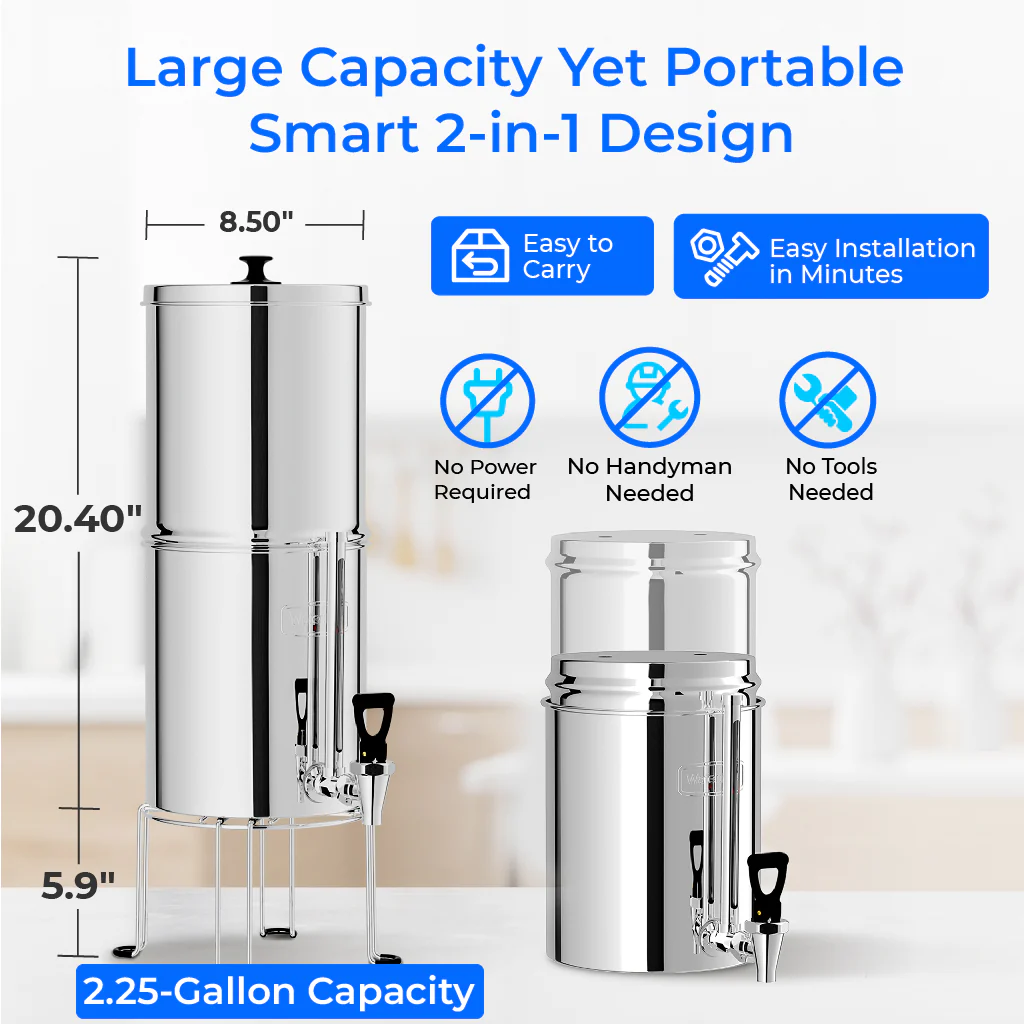 Waterdrop 2.25-gallon King Tank Gravity Water Filter System, With Stand - Image 8
